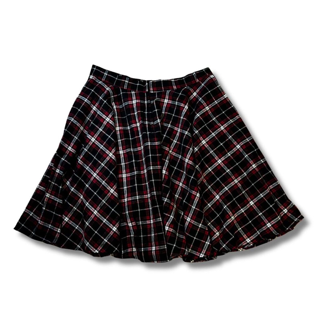 Heart of Haute Plaid Flannel Pockets Circle Skirt [2X]